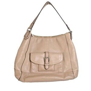 COACH F31283 Charlie Python Hobo Handbag in Beige